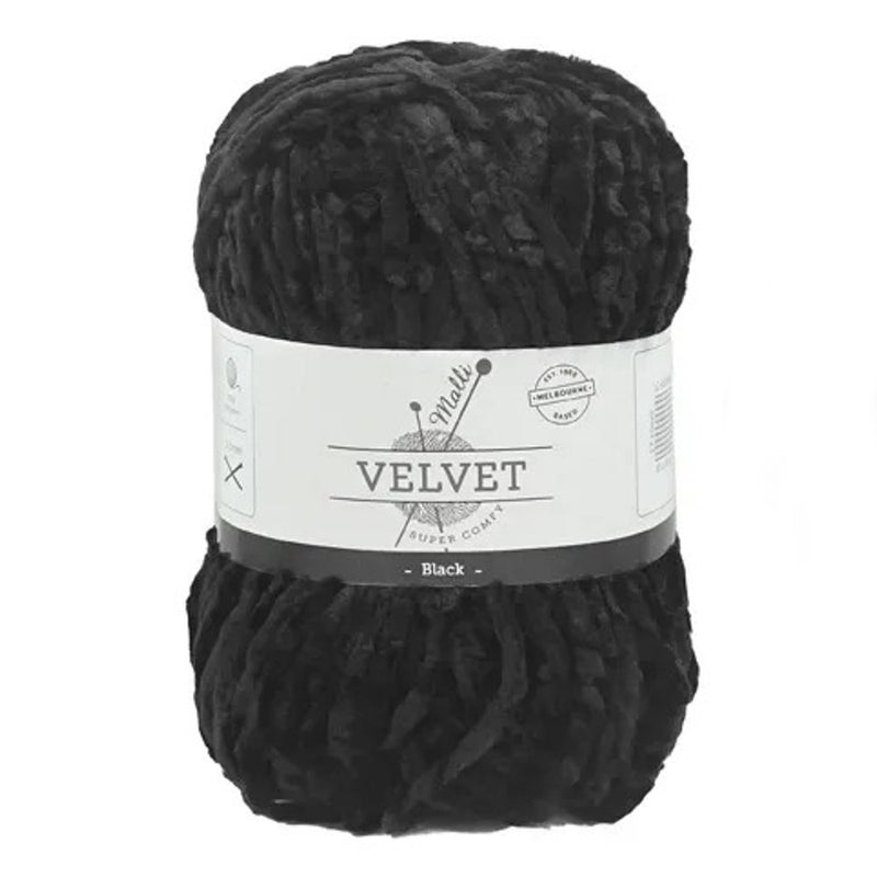 Malli Knitting Super Comfy 100g Velvet Yarn - Black