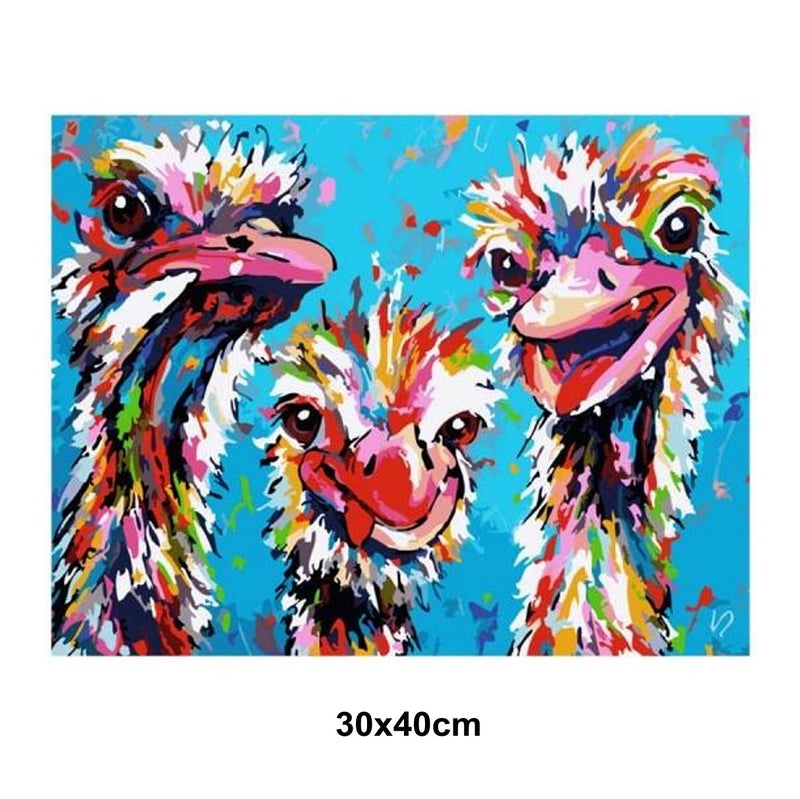 5D Picture 5D Diamond Art Painting 30x40cm Canvas Kit Colourful Ostriches