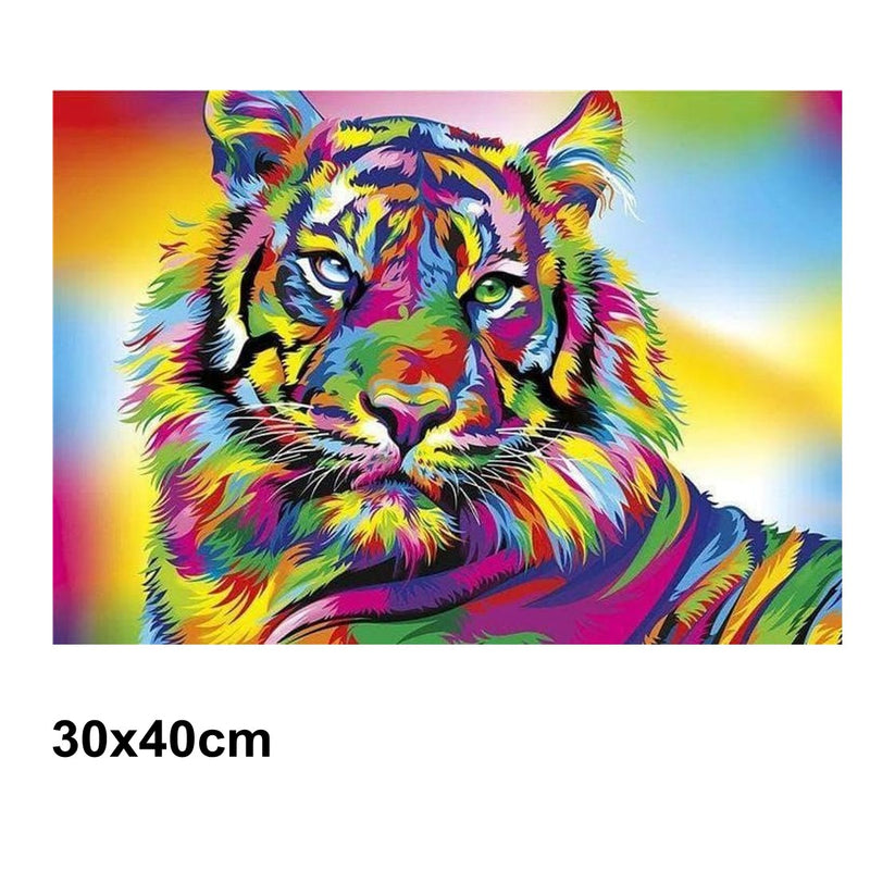 5D Picture 5D Diamond Art Painting 30x40cm Canvas Kit Rainbow Tiger