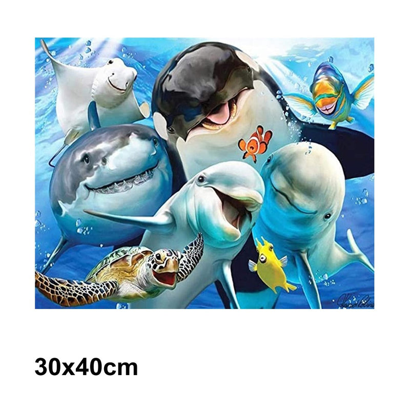 5D Picture 5D Diamond Art Painting 30x40cm Canvas Kit Underwater Animals