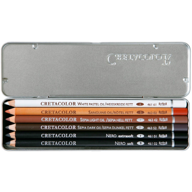 Cretacolor Cretacolor 6pk Artist Oil Pencils Sketching & Drawing Tin Set