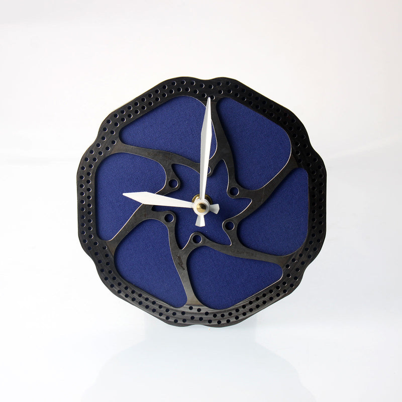 Handmade Clock - Blue Bicycle Disc Rotor Wall Clock - Made from Recycled Parts
