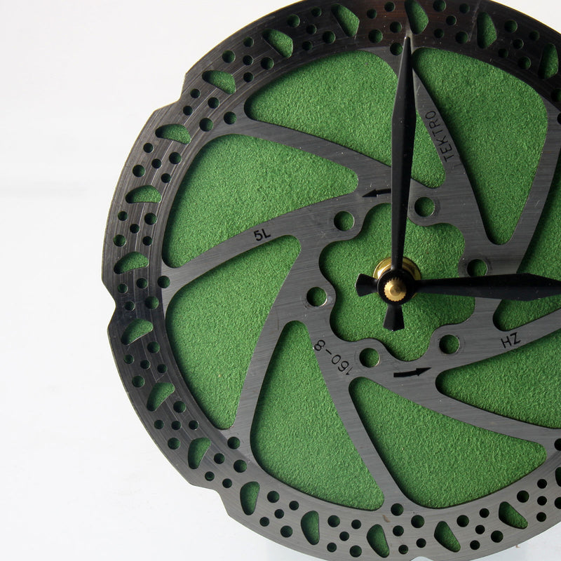 Handmade Clock - Green Bicycle Disc Rotor Wall Clock - Made from Recycled Parts