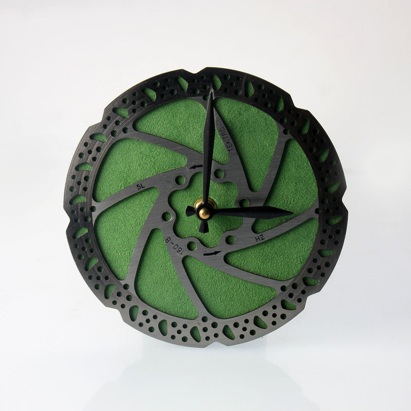 Handmade Clock - Green Bicycle Disc Rotor Wall Clock - Made from Recycled Parts