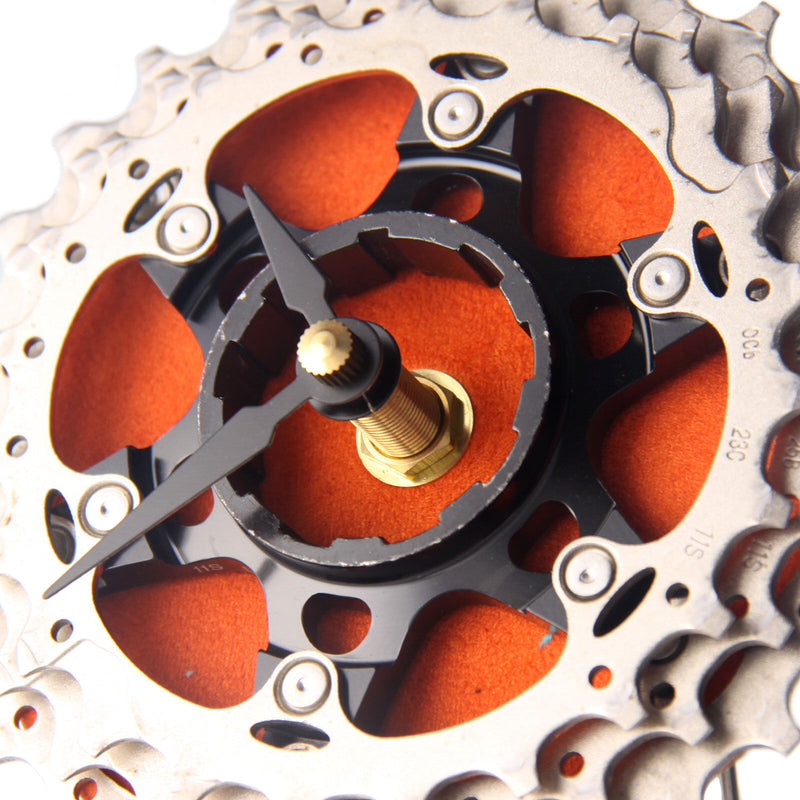 Handmade Clock - Orange Bicycle Cassette Gear Desk Clock Made from Recycled Parts