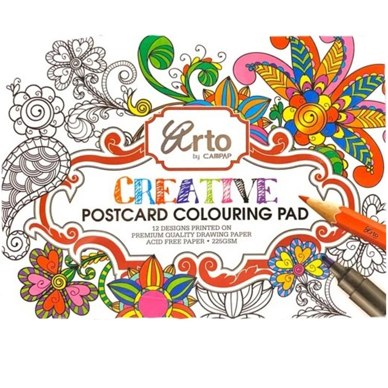 Arto Arto Creative Colouring Postcards Colouring Book