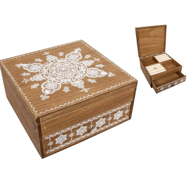 Avon Boho Jewellery Wooden Storage Box 20x20cm