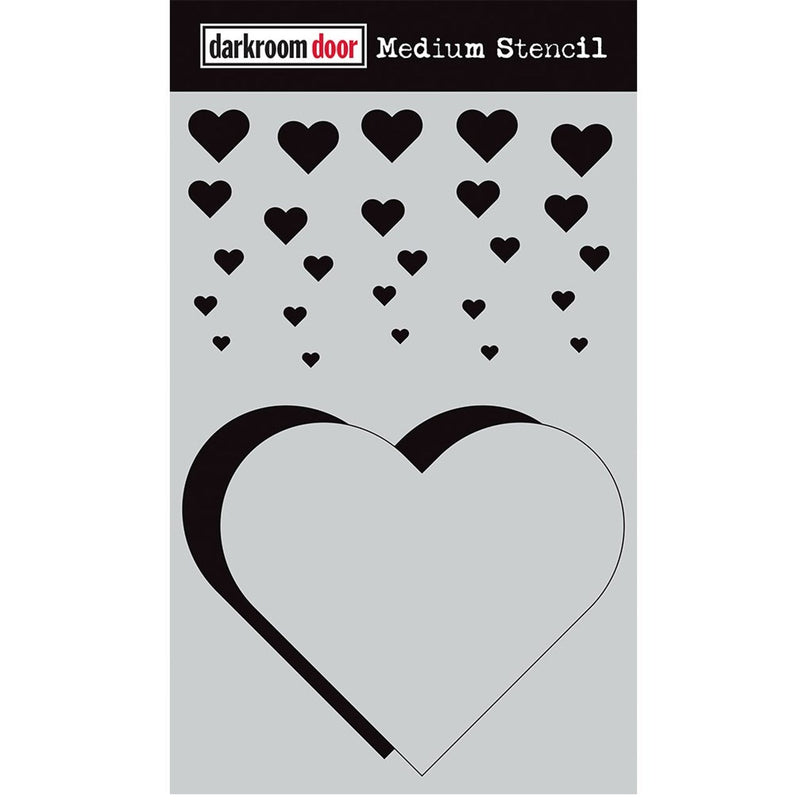 Darkroom Door Darkroom Door Medium Stencil Cascading Hearts - Scrapbooking & Cardmaking
