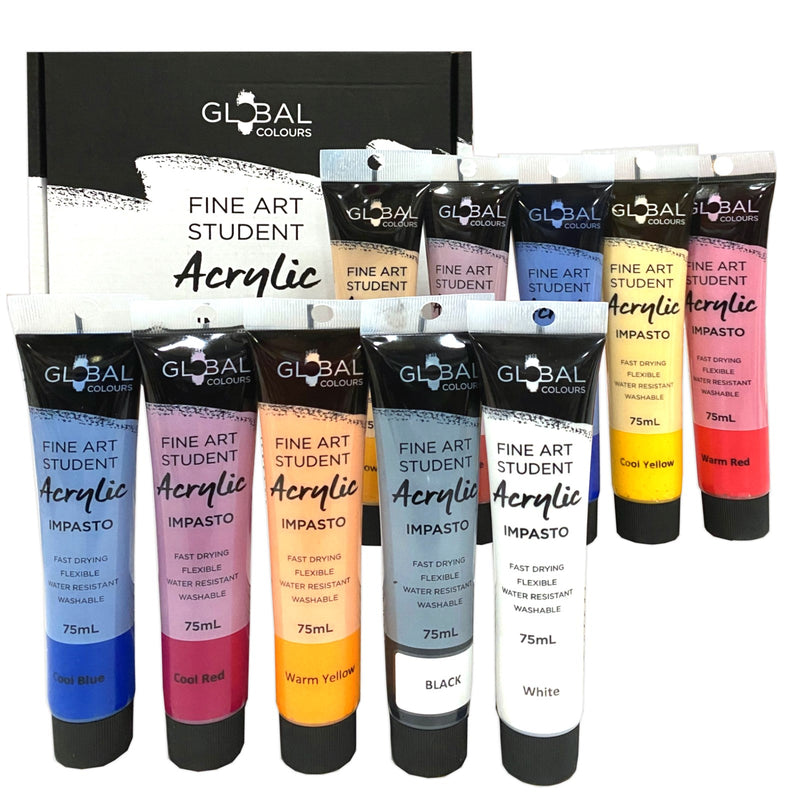 Global Colours Impasto Acrylic Paint Boxed Set 10 x 75ml