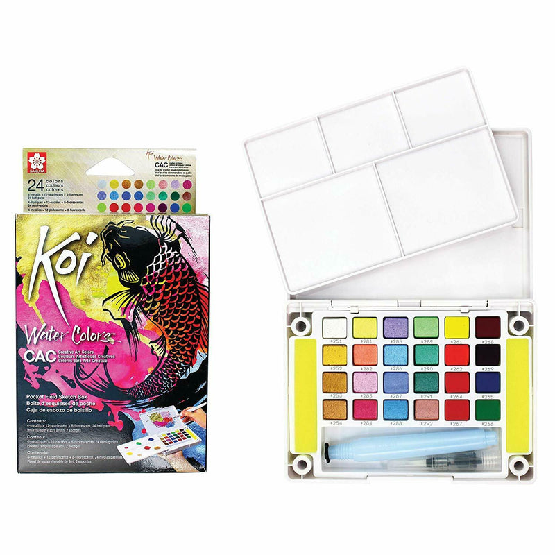 Koi Sakura KOI Pocket Field Sketch Box Watercolour Paints Set - 24 Pans