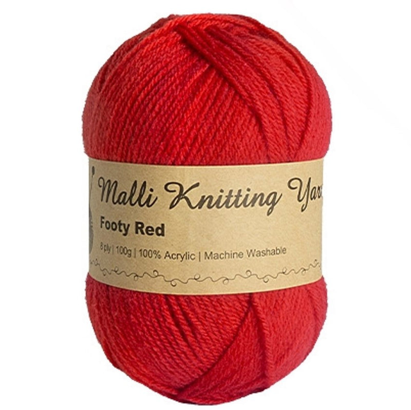 Malli Knitting Malli Knitting 100g Acrylic Yarn - Footy Red
