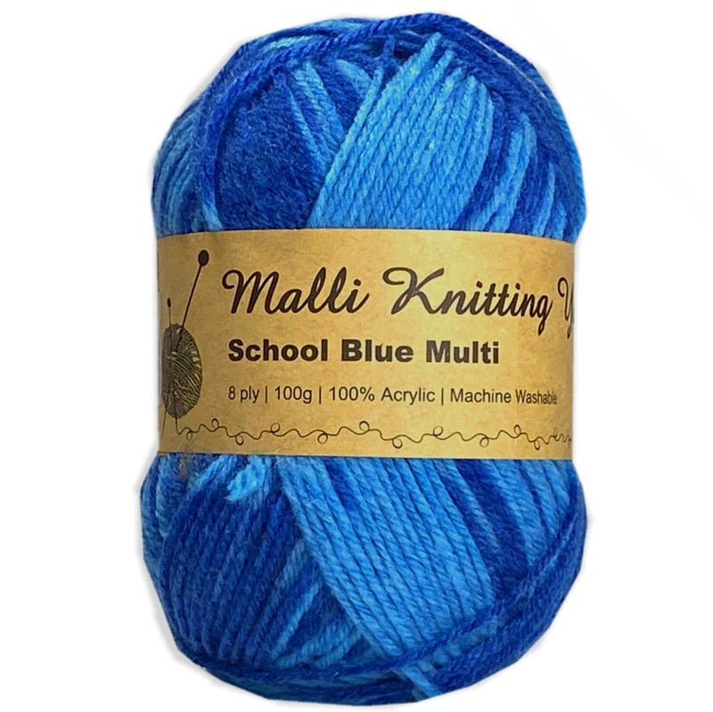 Malli Knitting Malli Knitting 100g Acrylic Yarn - School Blue Multi