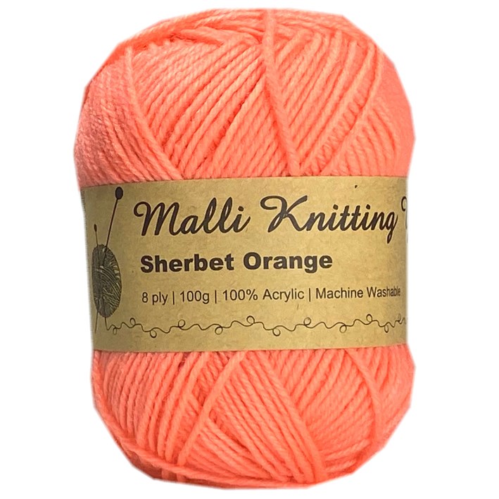 Malli Knitting Malli Knitting 100g Acrylic Yarn - Sherbet Orange