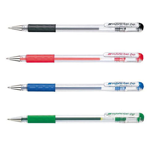 Pentel PENTEL 10pk Coloured Hybrid Gel Grip Pens - Acid Free Ink