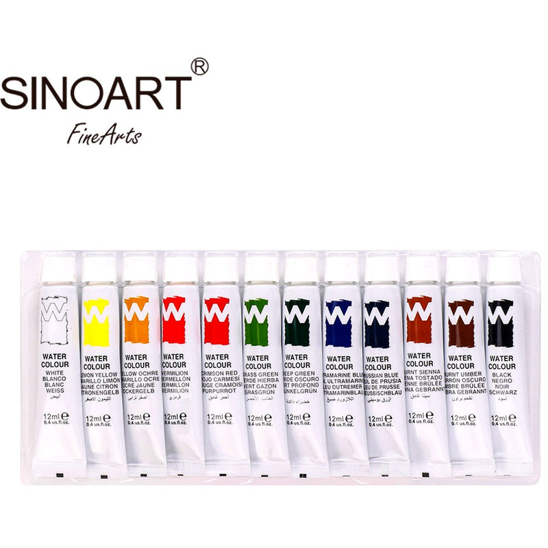 Sinoart Sinoart® Watercolour Paint Set 12 Colours x12ml