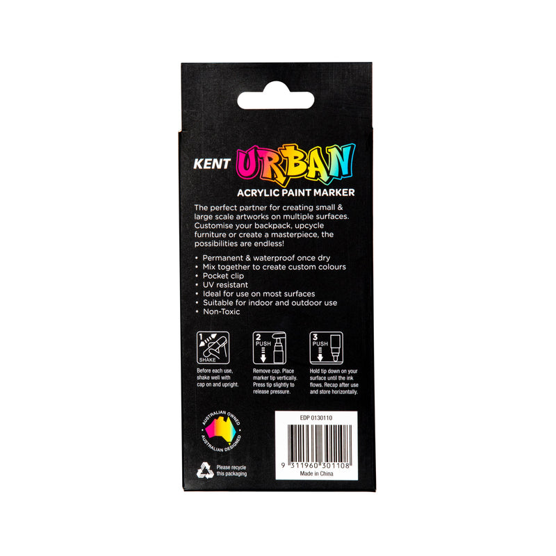 Kent Urban Acrylic Paint Markers – Metallic Pack of 4 (Blue, Purple, Pink, Green)