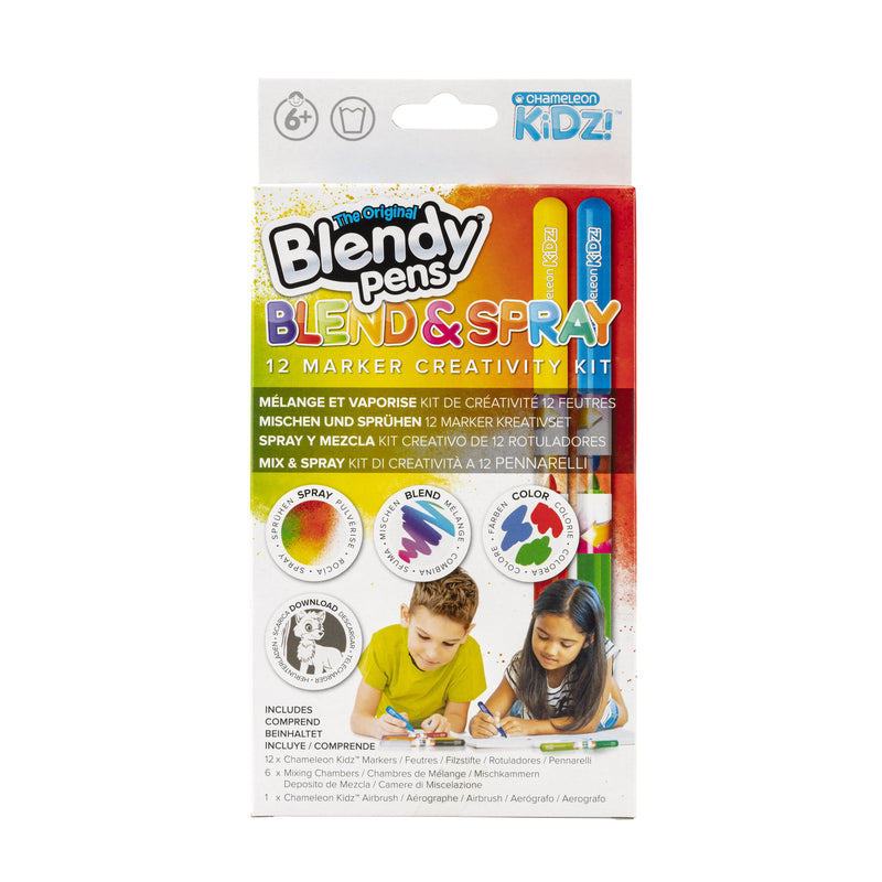 Chameleon Kidz Blend & Spray Creativity Kit (12 Markers & Airbrush)