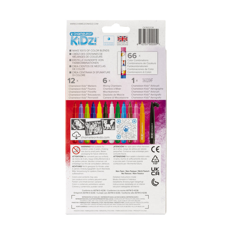 Chameleon Kidz Blend & Spray Creativity Kit (12 Markers & Airbrush)