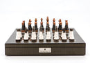 Dal Rossi Black Copper White Gun Metal Gray Chess Set 20" Carbon Fibre Finish Board