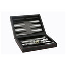 Dal Rossi Italy 9" Black Folding PU Leather Backgammon Travel Set Board Game