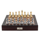 Dal Rossi Italy Gold & Silver Chess Set on a 20" Mahogany Finish Board with Compartments
