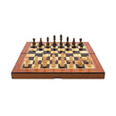 Dal Rossi Italy Ivory & Brown Chess Set on a 16" Walnut Finish Folding Board