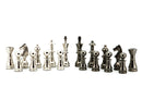 Dal Rossi Italy Metal Dark Titanium & Silver Chess Set on 20" Carbon Fibre Shiny Finish Board