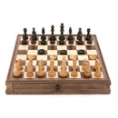 Dal Rossi Italy 15" Walnut Chess & Checkers Set with Drawer
