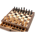 Dal Rossi Italy 15" Walnut Chess & Checkers Set with Drawer