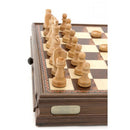 Dal Rossi Italy 15" Walnut Chess & Checkers Set with Drawer