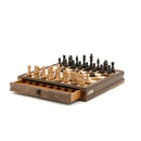 Dal Rossi Italy 15" Walnut Chess & Checkers Set with Drawer