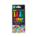 Kent Urban Acrylic Paint Markers – Classic Pack of 4 (Yellow, Red, Blue, Green)