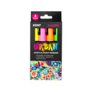 Kent Urban Acrylic Paint Markers – Fluoro Pack of 4 (Yellow, Pink, Orange, Green)