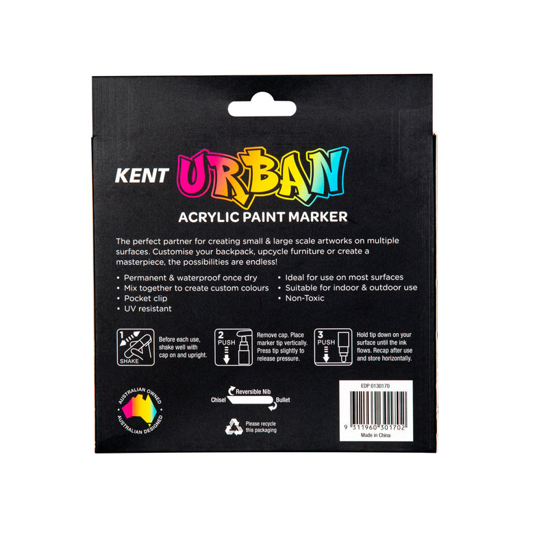 Kent Urban Acrylic Paint Markers – Icon Set (Pack of 8 Colours)
