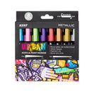 Kent Urban Acrylic Paint Markers – Metallic Set (Pack of 8 Colours)