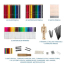 SINOART 140-Piece Deluxe Art Set | Mixed Media Kit with Easel Case