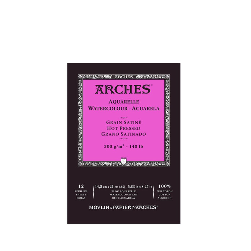 Arches A5 Watercolour Paper Pad 100% Cotton Hot Pressed 300gsm
