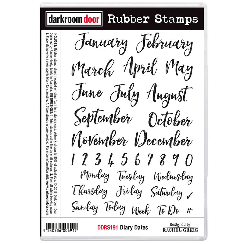 Darkroom Door Rubber Stamps Set: Diary Dates