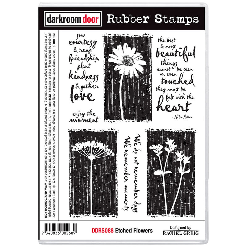 Darkroom Door Rubber Stamps Set: Etched Flowers