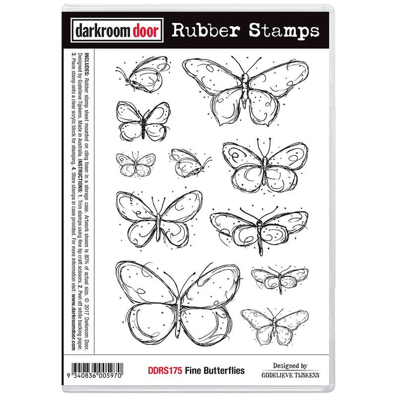Darkroom Door Rubber Stamps Set: Fine Butterflies