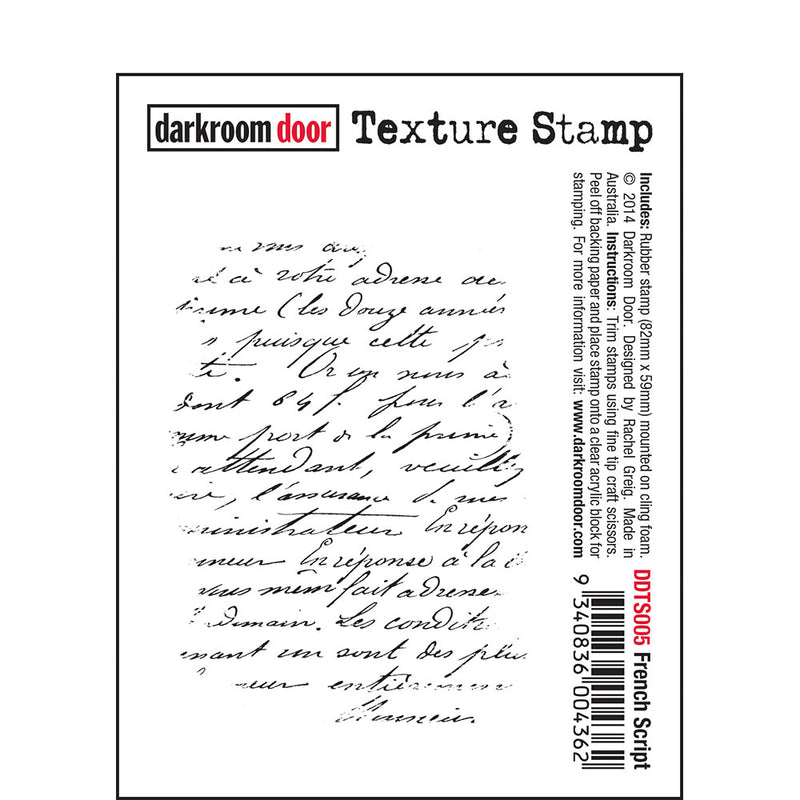 Darkroom Door Rubber Texture Stamp: French Script