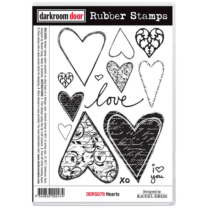 Darkroom Door Rubber Stamps Set: Hearts