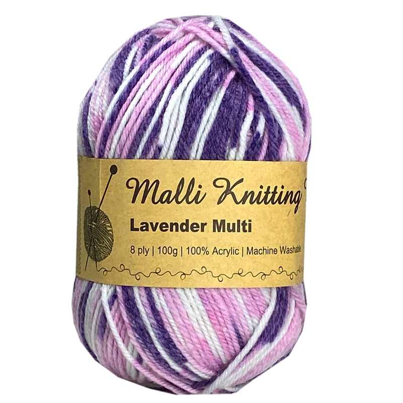 Malli Knitting 100g Acrylic Yarn - Lavender Multi