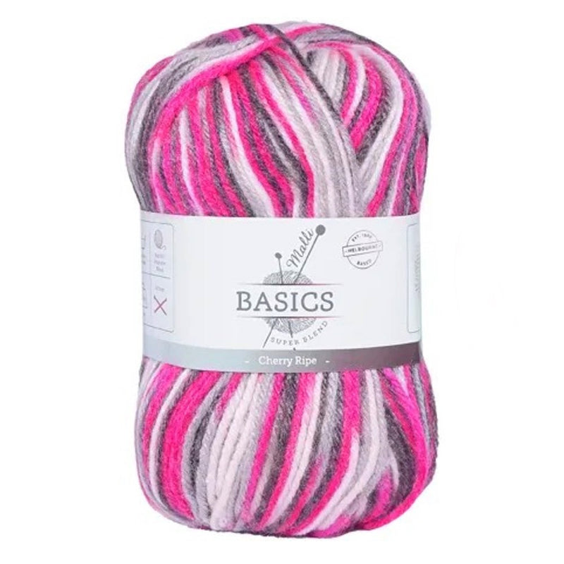 Malli Knitting Super Blend 100g Acrylic Yarn - Cherry Ripe Mix