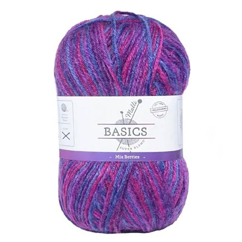 Malli Knitting Super Blend 100g Acrylic Yarn - Mix Berries Mix