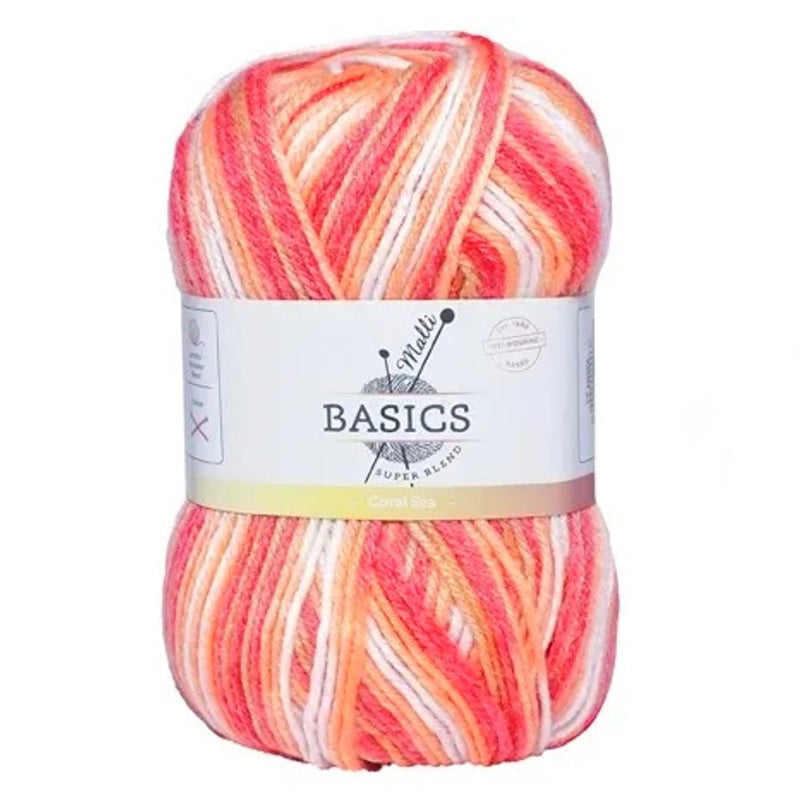 Malli Knitting Super Blend 100g Acrylic Yarn - Coral Sea Mix