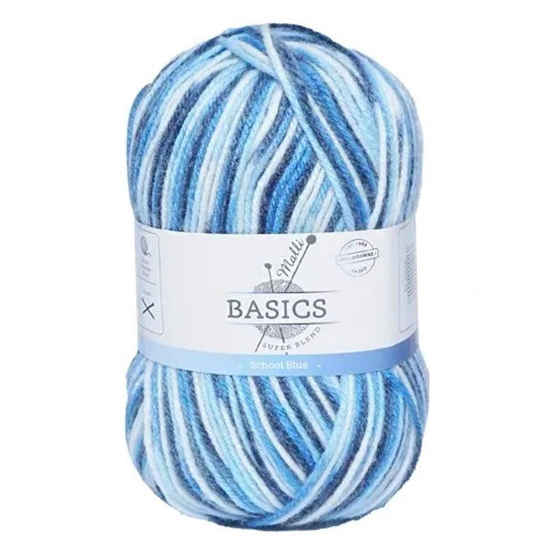 Malli Knitting Super Blend 100g Acrylic Yarn - School Blue Mix