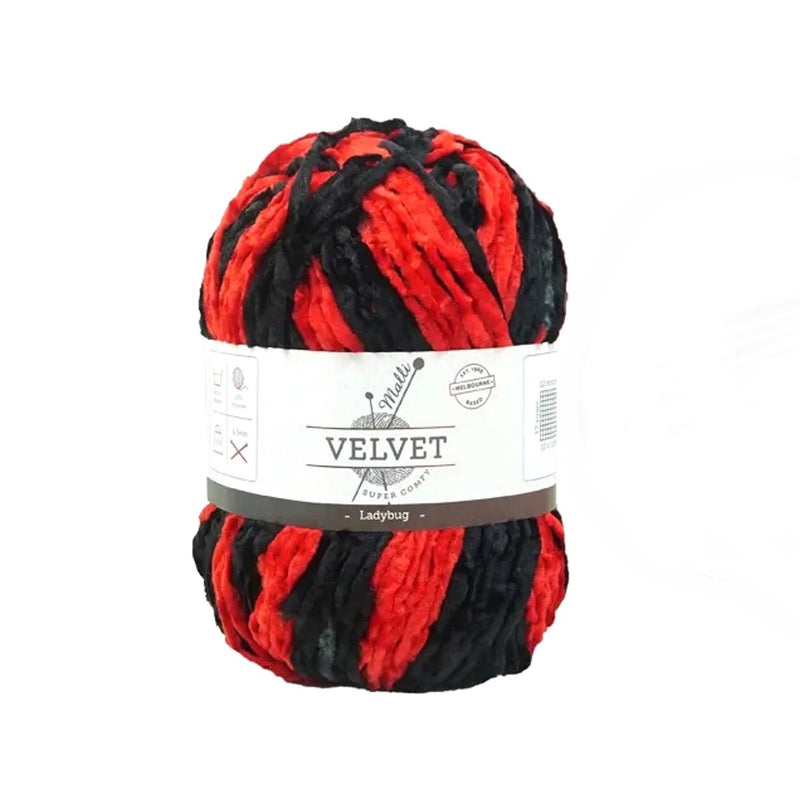 Malli Knitting 100g Velvet Yarn - Ladybug Mix
