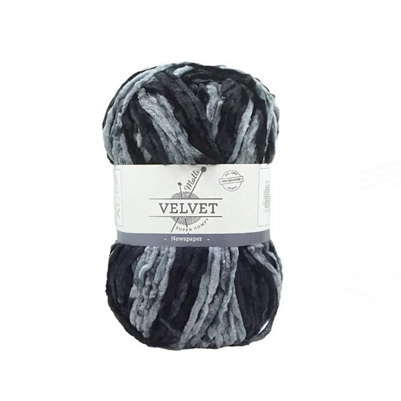 Malli Knitting 100g Velvet Yarn - Newspaper Mix