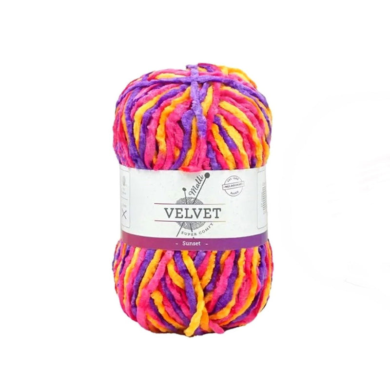 Malli Knitting 100g Velvet Yarn - Sunset Mix
